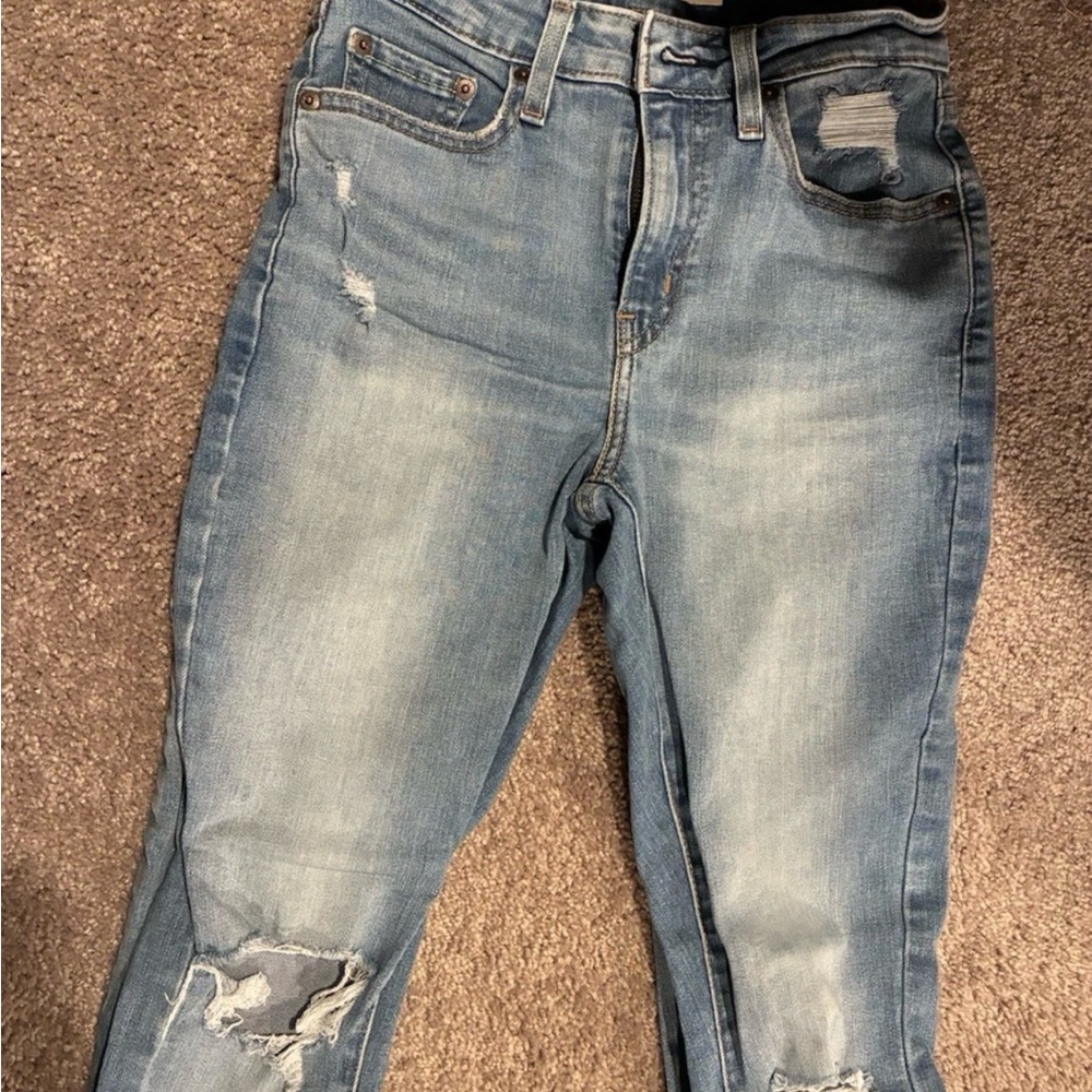 Levi's 721 Light Blue Distressed Skinny Jeans